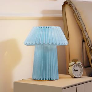 LINDBY tafellamp Magali, lichtblauw, papier, Ø 34 cm, E14