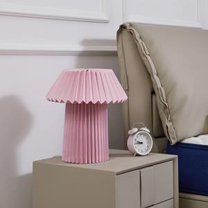 LINDBY tafellamp Magali, roze, papier, Ø 34 cm, E14