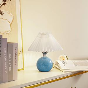 LINDBY tafellamp Kerimi, keramiek, blauw