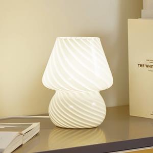LINDBY Andriana tafellamp, wit, glas, Ø 15 cm