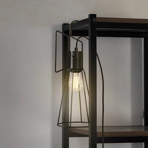 LINDBY tafellamp Tharion, zwart, metaal, Ø 15,4 cm