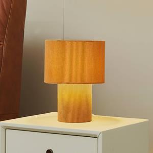LINDBY tafellamp Jone, lichtbruin, textiel, 30 cm hoog, E27