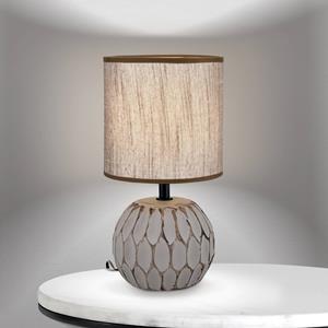 Orion Pinia tafellamp, bruin, hoogte 27,5 cm, keramiek/linnen