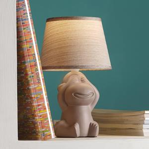 ONLI Monkey tafellamp, bruin, keramiek, textiel