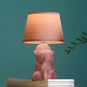 ONLI Monkey tafellamp, roze, keramiek, textiel