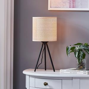 LINDBY tafellamp Soula, Ø 20 cm, beige, kunststof, E27