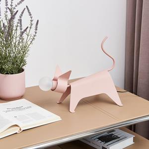 LUCANDE tafellamp Idalina, kat, roze, ijzer, 38 cm