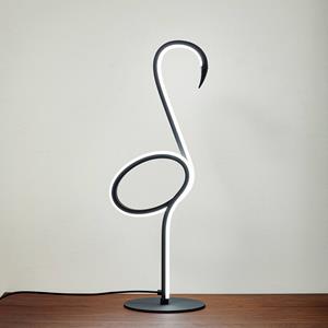LINDBY LED tafellamp Pajaro, 49cm, zwart, aluminium, flamingo