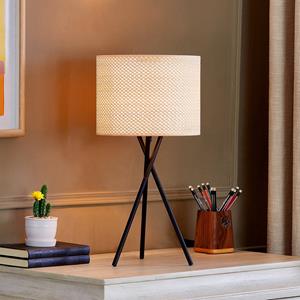 LINDBY tafellamp Soula, Ø 26 cm, beige, kunststof, E27