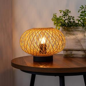 LINDBY Solvira tafellamp, bamboe vlechtwerk, rond