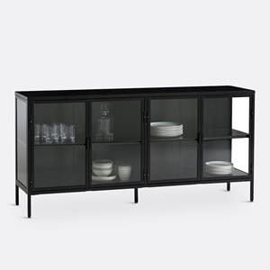 LA REDOUTE INTERIEURS Buffetkast in metaal met vitrine, 4 deuren, Harlem