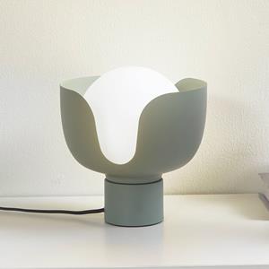 LINDBY Fiora tafellamp, groen, glas, metaal, Ø 20 cm