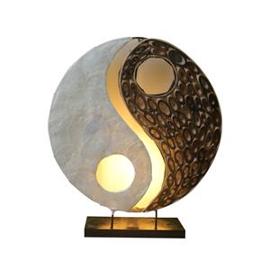 Woru Ying Yang tafellamp van natuurlijke materialen, 30 cm