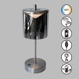 FH Lighting LED tafellamp Riva, nikkel/rook Hoogte 34,5cm
