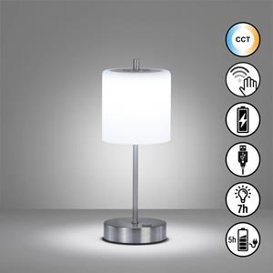 FH Lighting LED tafellamp Riva nikkel/opaal Hoogte 34,5cm