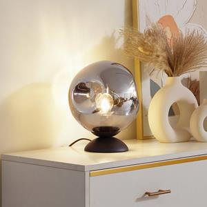 LINDBY Valentina tafellamp, E27, rookgrijs, glas, Ø 25 cm