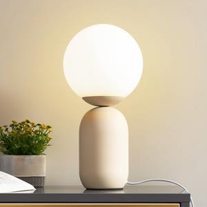 LINDBY tafellamp Lennes, beige, glas, Ø 20 cm