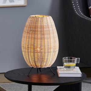 LINDBY Oliana tafellamp, rotan, Ø 23 cm, E27