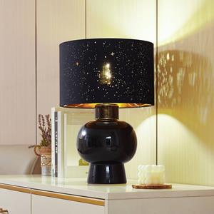 LINDBY tafellamp Arved, zwart, textiel, keramiek, 46 cm