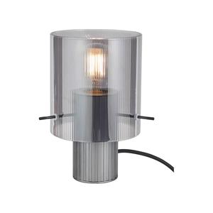 Brilliant Riffelini tafellamp, hoogte 22 cm, rookgrijs, glas