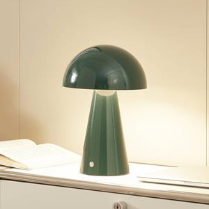 LINDBY LED oplaadbare tafellamp Nevijo, groen, Ø20 cm, USB, dimmer