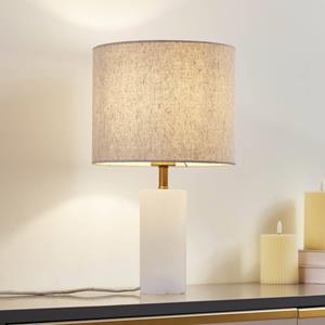 LINDBY tafellamp albast, wit/beige, Ø 25cm, marmer, E27