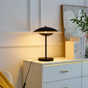 LINDBY LED tafellamp Tiama, metaal, zwart/goud, Ø 30 cm