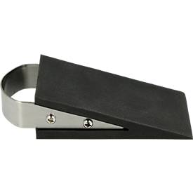 Deurstopper, wigvormig, antislip, met handgreep, L 120 x B 50 x H 30 mm, roestvrij staal & kunststof, zwart-zilver