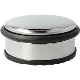 Deurstopper, rond, met rubberen ring om de deur te beschermen, antislip, Ø 100 x H 40 mm, mat roestvrij staal
