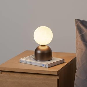 TK Lighting Miki tafellamp, bruin, hoogte 21 cm, metaal/glas, G9
