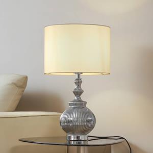 LINDBY tafellamp Loraine, wit/grijs, glas, Ø 33 cm, E27