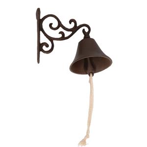 Merkloos Gietijzeren bel / deurbel - bruin - 16 cm - roestbruine voordeur bel - weerbestendig -