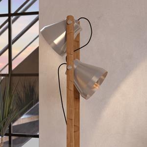 EGLO Cawton Vloerlamp - E27 - 134,5 cm - Grijs|Bruin - Staal|Hout