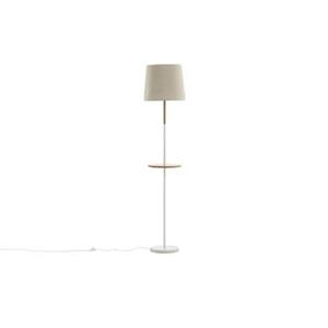 Fjôrd  Vloerlamp Wit Linnen - Marmer|Hout - Hattman