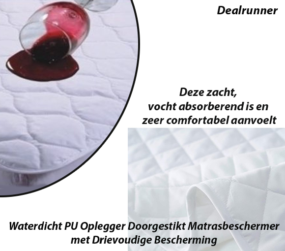 Dealrunner Waterdicht PU Oplegger Doorgestikt Matrasbeschermer met Drievoudige Bescherming