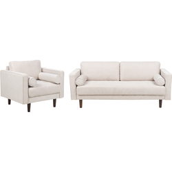 Beliani  NURMO - Woonkamer set 4-zits - Donkerhout|Beige - Polyester