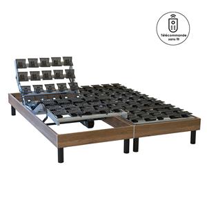 LA REDOUTE INTERIEURS Premium elektrisch bed met noppen met houteffect