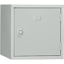 Stalen kubuskast, afsluitbaar, 380 mm, corpus grijs en deur lichtgrijs RAL 7035