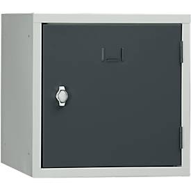 Stalen kubuskast, afsluitbaar, 380 mm, corpus grijs en deur antraciet RAL 7016