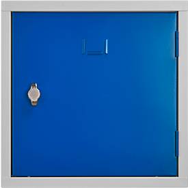Stalen kubuskast, afsluitbaar, 380 mm, corpus grijs en deur gentiaanblauw RAL 5010