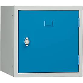 Stalen kubuskast, afsluitbaar, 380 mm, corpus grijs en deur lichtblauw RAL 5012