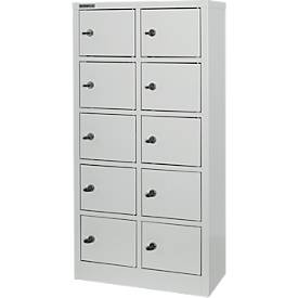 Schäfer Shop Select Kluis met 10 afsluitbare compartimenten - metaal - B 390 x D 200 x H 780 mm - lichtgrijs RAL 7035 - met metalen afdekplaat - ons merk 