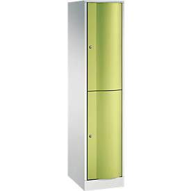C und P C+P Garderobekast Resisto, 1 vak, 2 vakken, B 396 x D 540 x H 1950 mm, lichtgrijs/kleedgroen