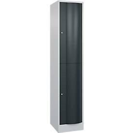 C und P C+P Garderobekast Resisto, 1 vak, 2 vakken, B 396 x D 540 x H 1950 mm, lichtgrijs/antracietgrijs