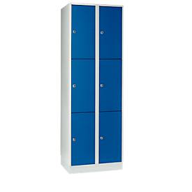 Vakkenkast 300 mm, 2 compartimenten, 6 vakken, veiligheidscilinderslot, sokkel, gentiaanblauw
