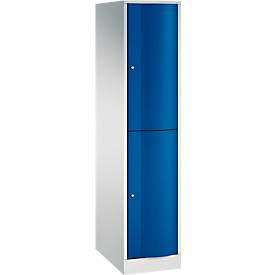 C und P C+P Garderobekast Resisto, 1 vak, 2 vakken, B 396 x D 640 x H 1950 mm, lichtgrijs/gentiaanblauw