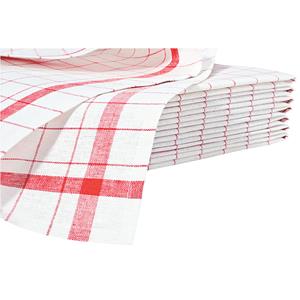 PULSIVA Theedoek Usedom; 50x70 cm (BxL); wit/rood; rechthoekig; 10 stuk / verpakking