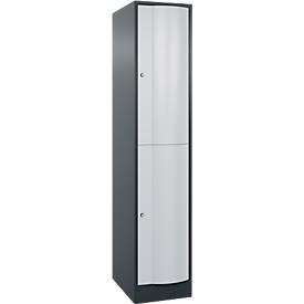 C und P C+P Garderobekast Resisto, 1 vak, 2 vakken, B 396 x D 640 x H 1950 mm, antracietgrijs/lichtgrijs