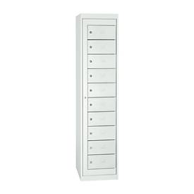 Wasgoedkast, afsluitbaar, met 10 vakken, hoogte 1800 mm, lichtgrijs/lichtgrijs