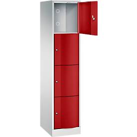 C und P C+P Resisto lockerkast, 1 vak, 4 vakken, B 396 x D 540 x H 1950 mm, lichtgrijs/ruwe rood